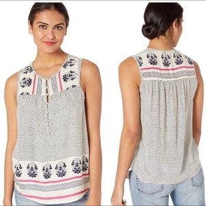 Lucky Brand Women’s Sleeveless Border Polka Dot Top